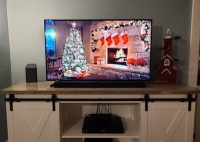 Custom Made Entertainment Center With Barn Doors